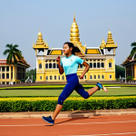 **

"A Cambodian female athlete in modest athletic wear, running on a track in Phnom Penh with the Royal Palace in the background, fully clothed, safe for work, perfect anatomy, natural proportions, professional sports photography, high quality, appropriate content, family-friendly."

**