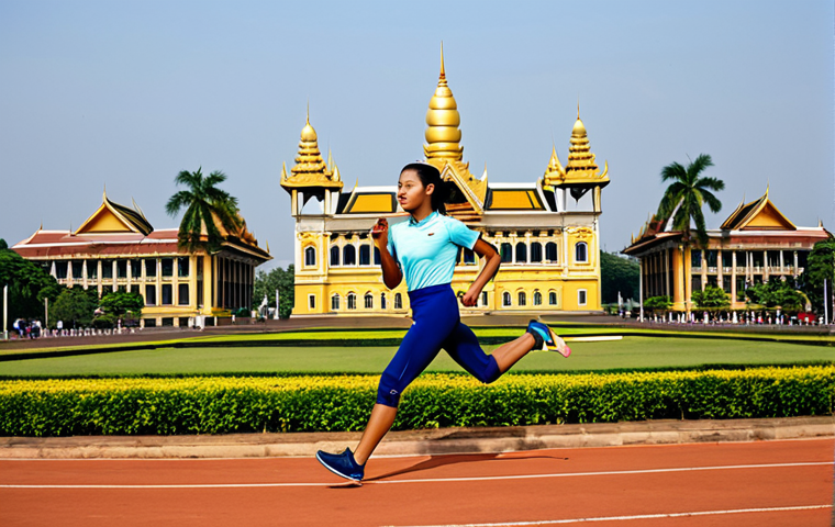 **
"A Cambodian female athlete in modest athletic wear, running on a track in Phnom Penh with the Royal Palace in the background, fully clothed, safe for work, perfect anatomy, natural proportions, professional sports photography, high quality, appropriate content, family-friendly."
**