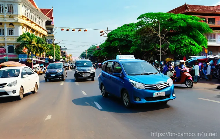 프놈펜 교통사고 주의 - Here are three detailed image generation prompts in English: